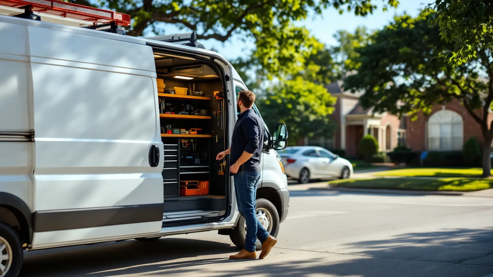 Keller Locksmith mobile service van in a Keller, TX neighborhood